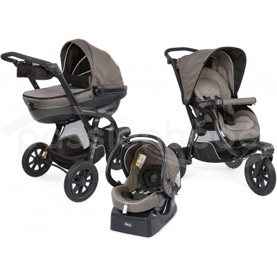 TRIO POUSSETTE CHICCO ACTIV3 TOP DARK BEIGE KIT AUTO EN PROMOTION
