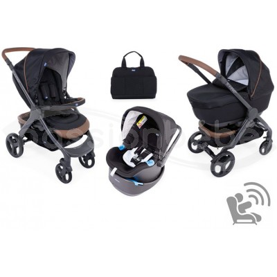 TRIO CHICCO POUSSETTE COMBINÉE 3 EN 1 STYLEGO UP BEBECARE PURE BLACK EN  PROMOTION