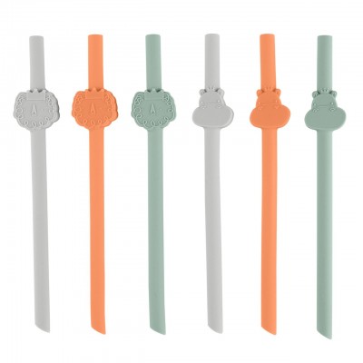 Pailles en silicone Chicco - 6pcs 12M+