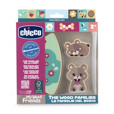 Gioco Montessoriano Chicco My Wood Friends Set 2 Orsetti Mamma