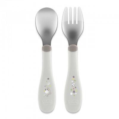 Set Posate Chicco Metal Cutlery in Acciaio 18M+ Grigio