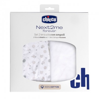 Chicco Set Lenzuola con angoli in Cotone per Next2Me Forever - 2pz Confetti