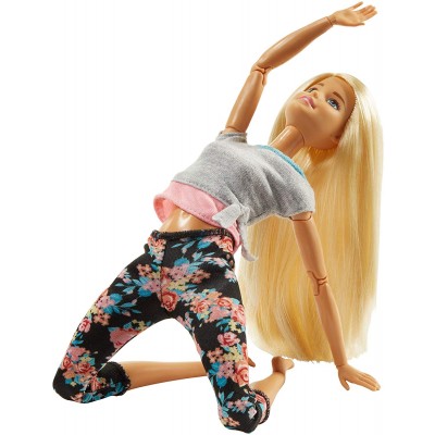BARBIE MADE TO MOVE POUPEE ARTICULEE FITNESS ULTRA FLEXIBLE BLONDE LEGGING A FLEURS ROSES ET 22 POINTS D ARTICULATIONS JOUET POUR ENFANT EN PROMOTION