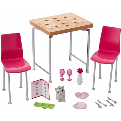 Accessori per Casetta Barbie Set Cuccioli con Tavolino e Sedie