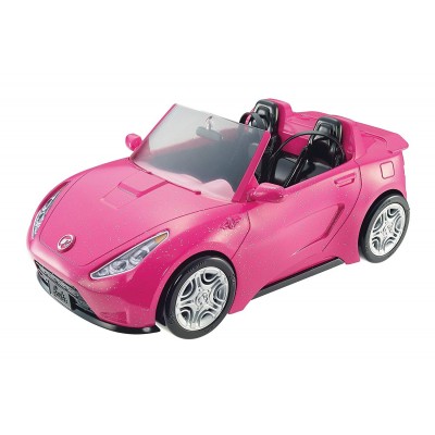 BARBIE VOITURE CABRIOLET ROSE POUR POUPEE DECAPOTABLE AVEC DEUX SIEGES NOIRS CEINTURES ET RETROVISEURS ARGENTES JOUET POUR ENFANT EN PROMOTION
