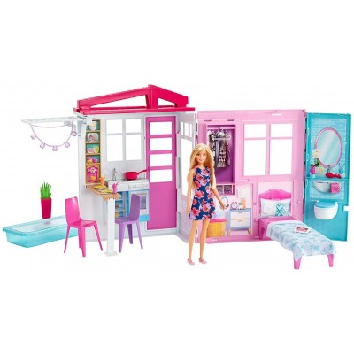 Casa delle Bambole Portatile Barbie con Bambola