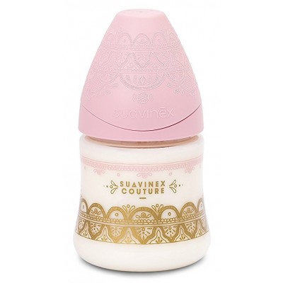 Biberon Suavinex 150ml Silicone Flusso Lento +0m Couture Rosa