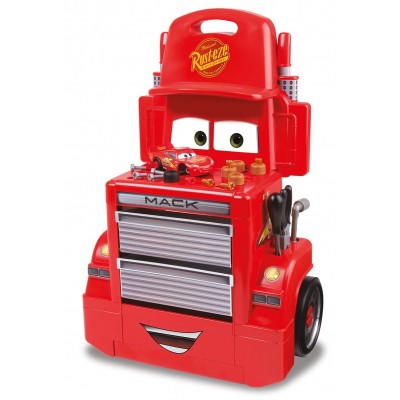 Banco Officina Smoby Cars 3 Mack Truck Trolley + Macchinina Saetta McQueen