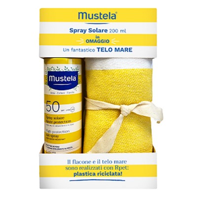 Mustela Kit Spray Solaire SPF 50+ 200 ml avec Serviette de Plage Kit Mustela Spray Solare SPF 50+ 200 ml con Telo Mare