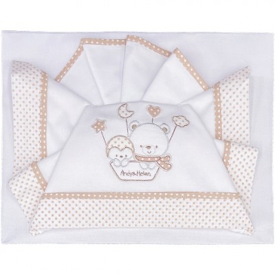 Set Lenzuola Andy & Helen per Maxi Culla Ricamato D81 3 pz Panna