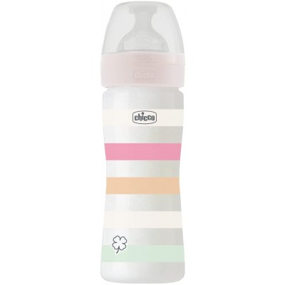 Biberon Benessere Chicco 250ml Flusso Medio 2m+ Silicone Rosa