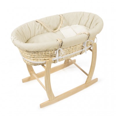 Cesta Porta Enfant Pasito a Pasito Vimini Naturale + Supporto e Rivestimento Beige