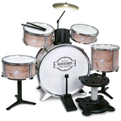 Batteria Metallizzata Bontempi 6 Elementi con Sgabello e Bacchette Beige