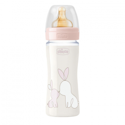 Biberon Chicco Original Touch 240 ml Flusso Lento Caucciù Rosa Vetro