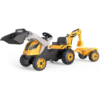 Trattore Smoby Builder Max con Benna Scavatrice e Rimorchio