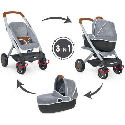 POUSSETTE DE POUPEE SMOBY BEBE CONFORT 3 EN 1 EN PROMOTION