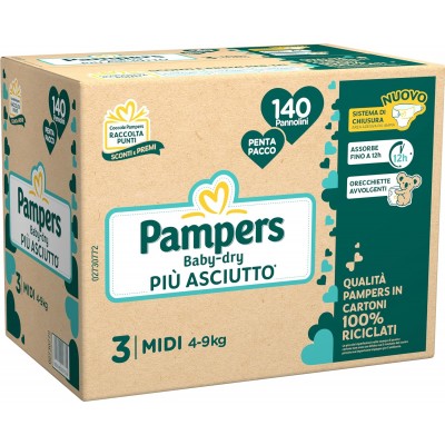 Esapack Pannolini Pampers Baby Dry Midi 4-9 Kg Misura 3 (140pz)