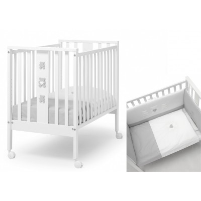 Lettino Erbesi Mini Molly Bianco Grigio + Completo Tessile