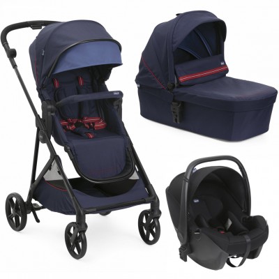 Trio Chicco Seety Oxford Blue con Seggiolino Kory Essential i-Size Black