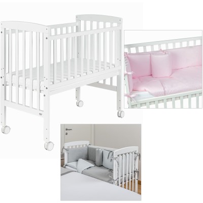 Lettino Culla Co-Sleeping Picci Lella + Materasso e Tessile Rosa