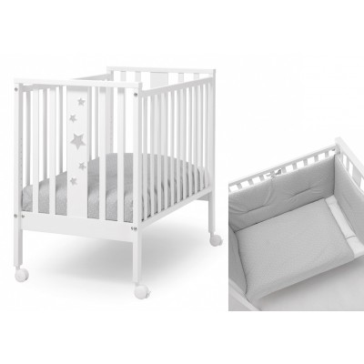 Lettino Erbesi Mini Stelline Bianco Grigio + Completo Tessile