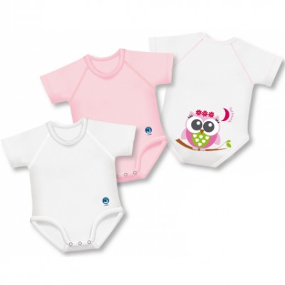 Set 3 Body Cotone J Bimbi 4Season Gufo Rosa 0-36 mesi