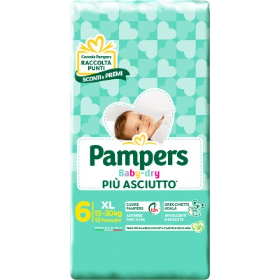 Pannolini Pampers Baby Dry ExtraLarge 15-30 Kg Misura 6 (14pz)