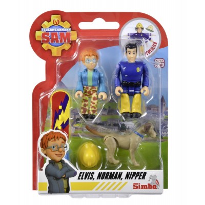 Simba Blister 02 Personnages Elvis, Norman avec chiot Nipper Fireman Sam line