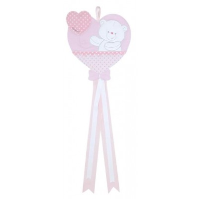 Fiocco Nascita Andy & Helen Orsetto Cuore Rosa