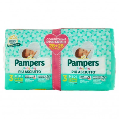 Bipack Pampers Baby Dry Couches Taille 3 28 + 28pcs