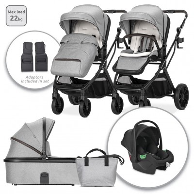 Trio Lorelli Glory Gris + Siège Auto i-Size Charge Maximale 22 Kg