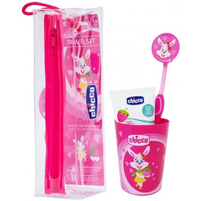 Set Igiene Orale Spazzolino + Dentifricio Chicco 36m+ Coniglio Rosa