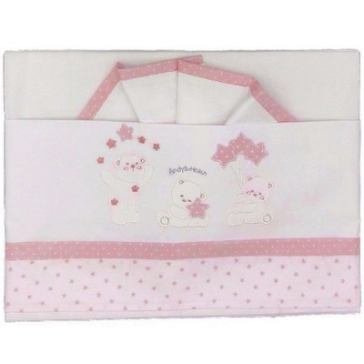 Set Lenzuola Andy & Helen per Maxi Culla Ricamato D43 3 pz Rosa