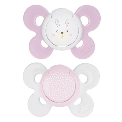 Chicco Physio Comfort Silicone Sucette 2pcs Rose Blanc 0-6m