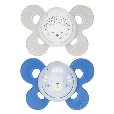 Chicco Physio Comfort Night Sucette en Silicone 2pcs Beige Bleu 16-36m