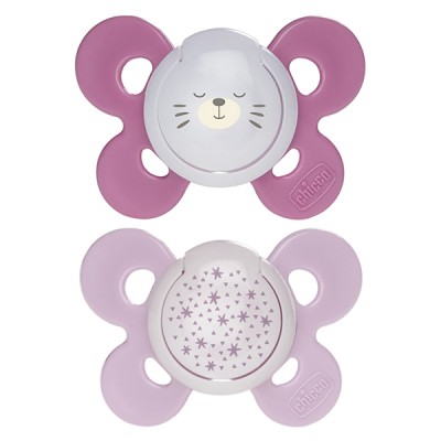 Sucette Chicco Physio Comfort Night Silicone 2pcs Rose Lilas 16-36m