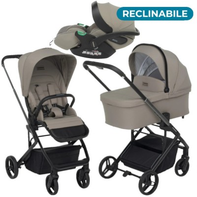 Trio TicToc Foppapedretti con Seggiolino Auto Rek i-Size Reclinabile Desert