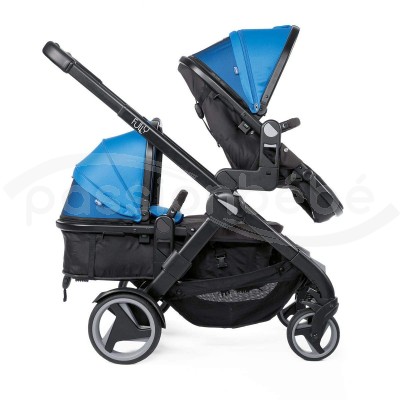 CHICCO POUSSETTE DOUBLE FULLY TWIN POWER BLUE 0-36 MOIS - NACELLE RÉGLABLE  4 POSITIONS EN PROMOTION