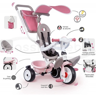 TRICYCLE SMOBY BABY BALADE PLUS ROSE EN PROMOTION