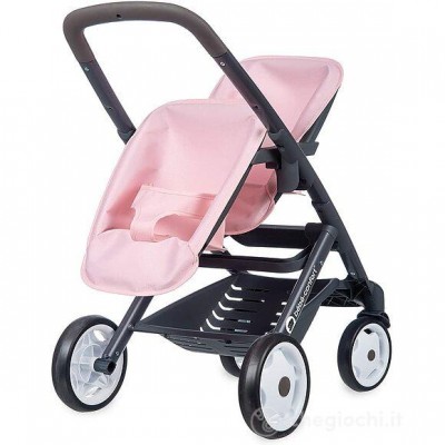 POUSSETTE TWIN POUR POUPEES SMOBY BEBE CONFORT TWIN ROSE EN PROMOTION