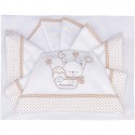 Set Lenzuola Andy & Helen per Maxi Culla Ricamato D81 3 pz Panna