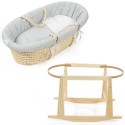 Cesta Porta Enfant Pasito a Pasito Vimini Naturale + Supporto e Rivestimento Grigio