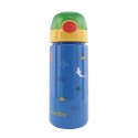Gourde à pression avec paille souple et design de surfeur - 540 ml - bleu clair