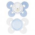 Chicco Physio Comfort Silicone Sucette 2pcs Bleu Clair Blanc 0-6m