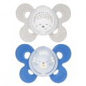 Chicco Physio Comfort Night Sucette en Silicone 2pcs Beige Bleu 16-36m