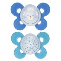 Sucette Chicco Physio Comfort Night Silicone 2pcs Bleu-Bleu Clair 16-36m