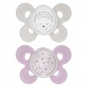 Sucette Chicco Physio Comfort Nuit Silicone 2pcs Beige Lilas 16-36m