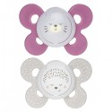 Succhietto Chicco Physio Comfort Night Silicone 2pz Rosa Beige 16-36m