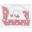 Set Lenzuola Andy & Helen per Maxi Culla Ricamato D70 3 pz Rosa