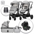 Trio Lorelli Glory Gris + Siège Auto i-Size Charge Maximale 22 Kg